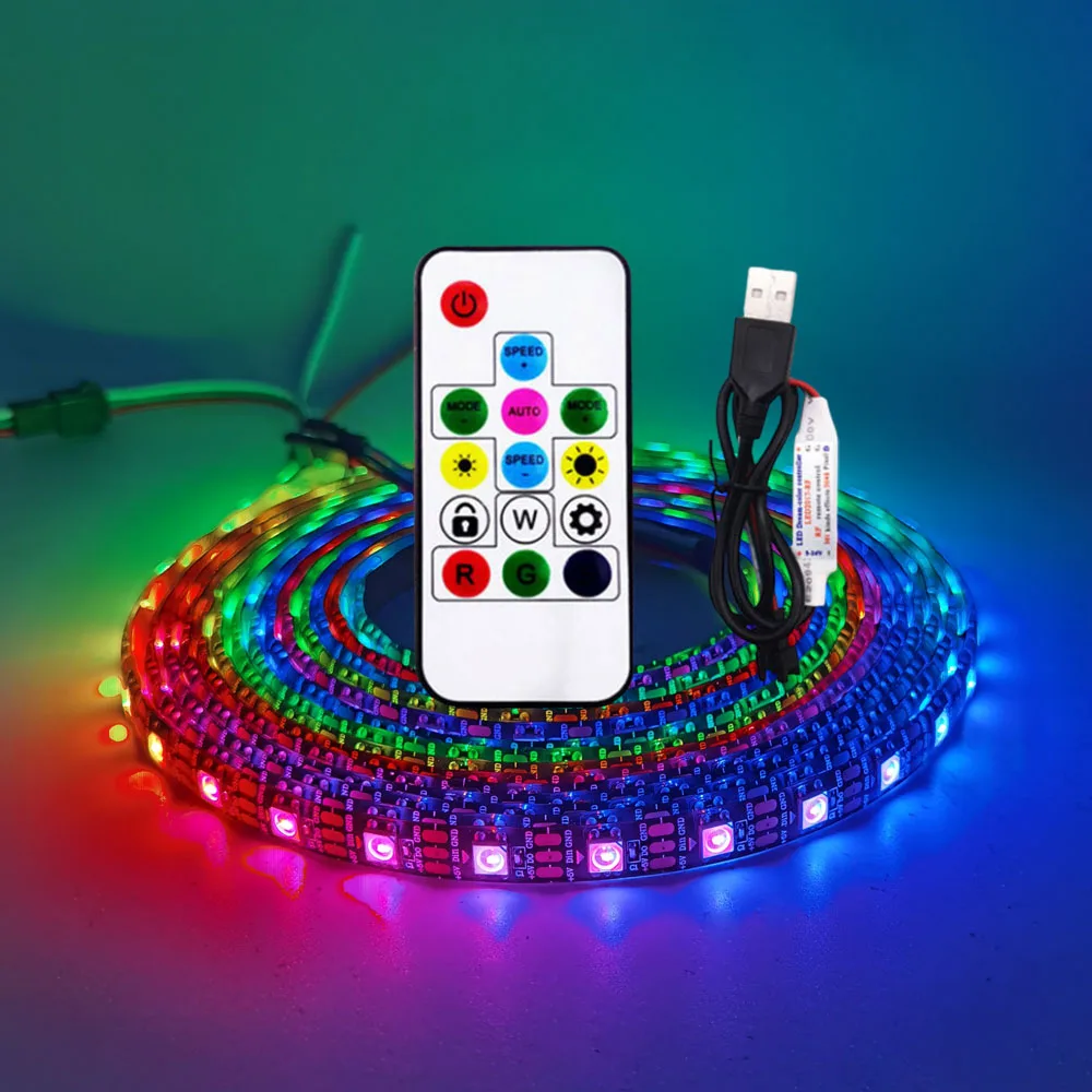 USB Светодиодная лента RGB WS2812 WS2812B Пиксельная Адресуемая 14 клавиш пульт