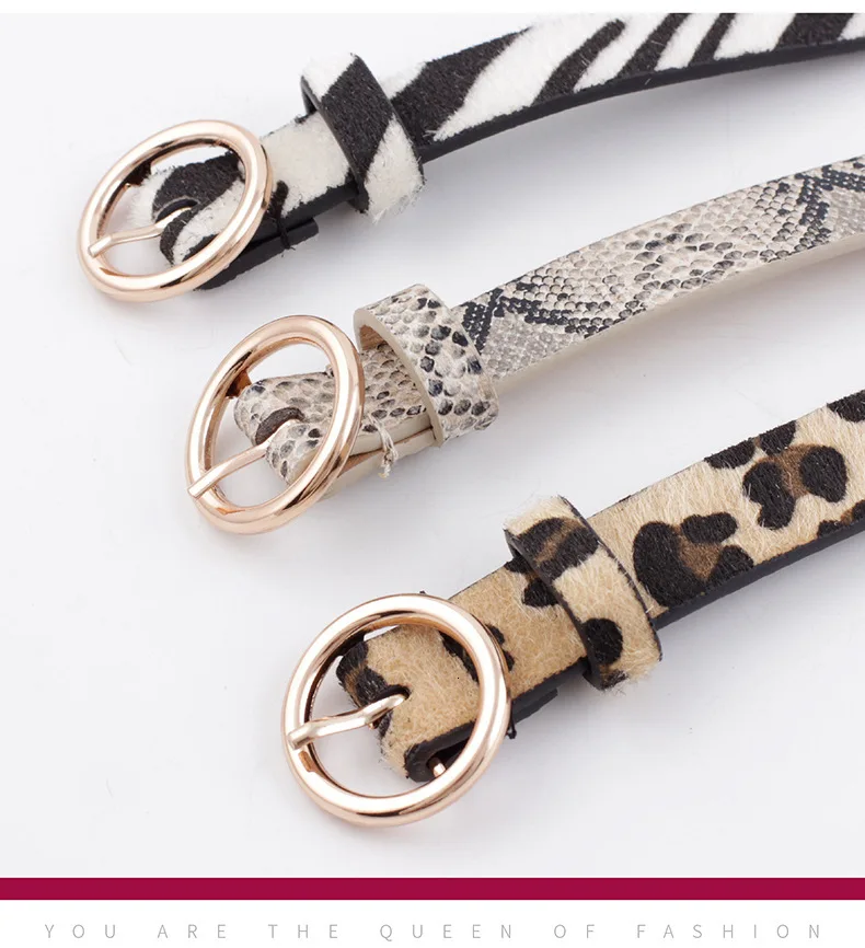 Ремень с леопардовым принтом Женский пояс из искусственной кожи пряжкой золотым