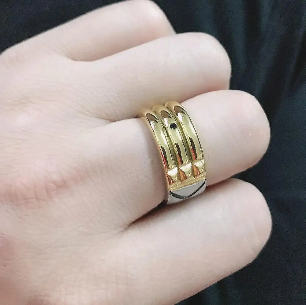 Горячая семь благословение S спиннинг кольцо с гранаты золото Титан