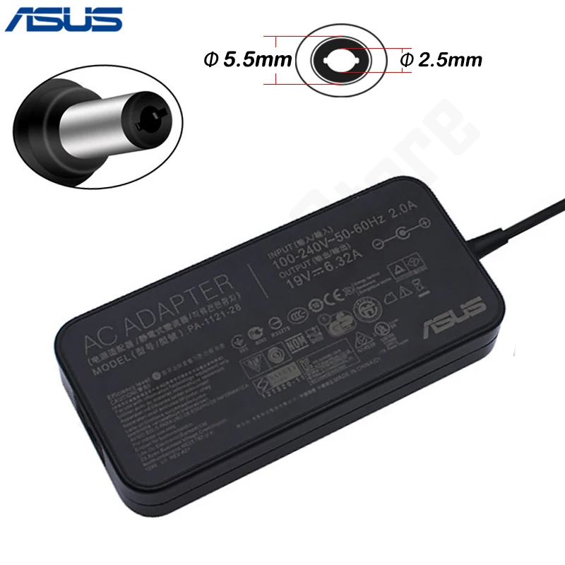 

19V 6.32A 120W 5,5*2,5 PA-1121-28 адаптер переменного тока Мощность Зарядное устройство для Asus ZX50JX FX50 FX50JX FX60VD FX60VE FZ60VD FZ60VE ZX60VD ZX60VE