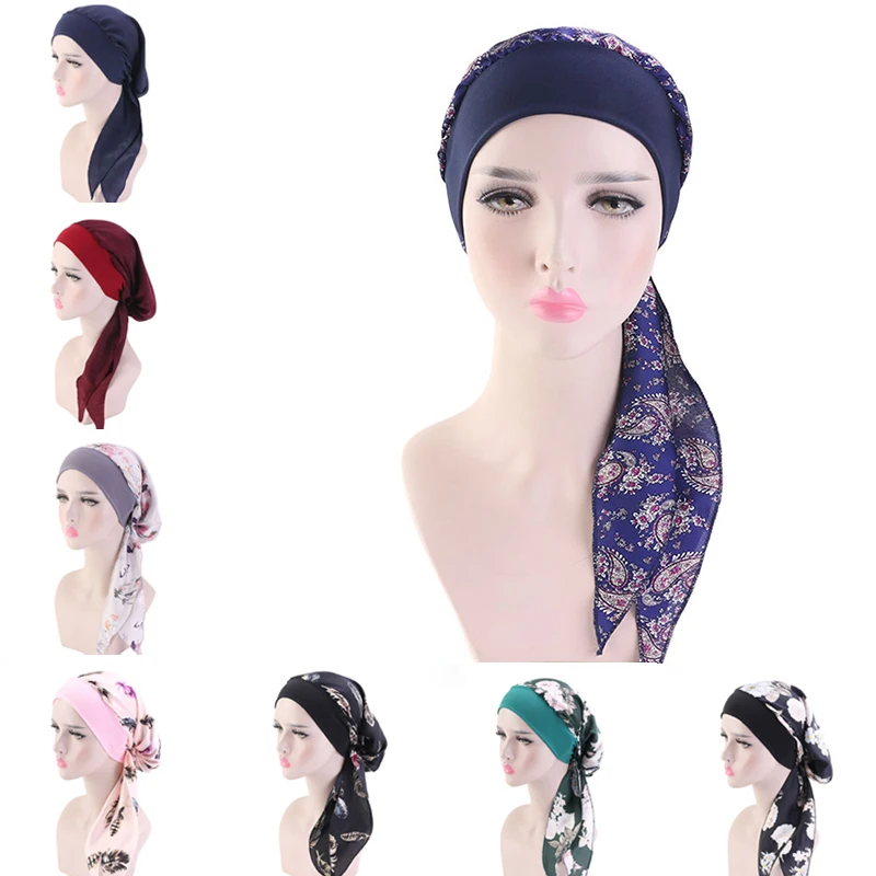 

Женский мусульманский хиджаб, хиджаб с принтом в виде рака, кемио, шапка-тюрбан с цветочным принтом, повязка на голову, шарф для выпадения во...