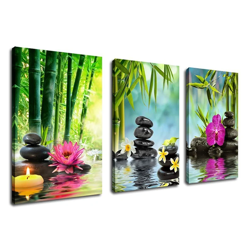 Spa настенная живопись на холсте 3 панели в рамке готовый к подвешиванию