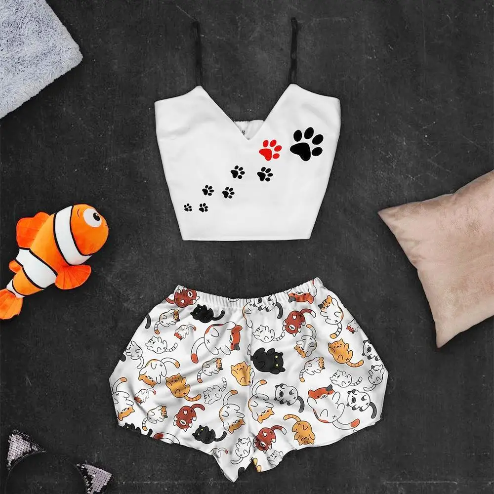 Женские пижамные комплекты Supihs привлекательные из 2 предметов с принтом следы и