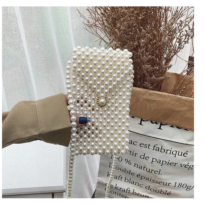 Сумка ручной работы с имитацией жемчуга сумки из бисера стеганые кошельки