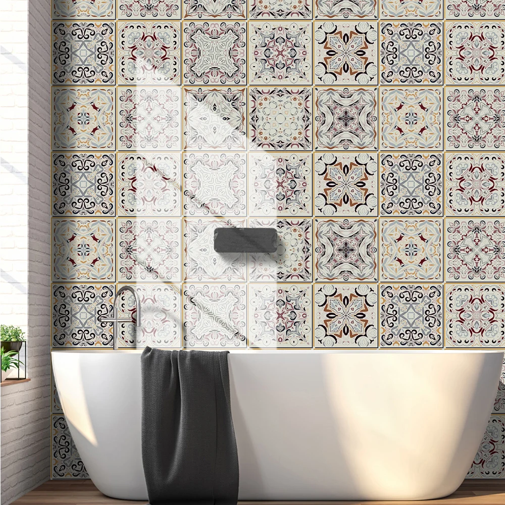 

Retro pattern bathroom bathroom wallpaper self-adhesive waterproof rental house old renovation stickers