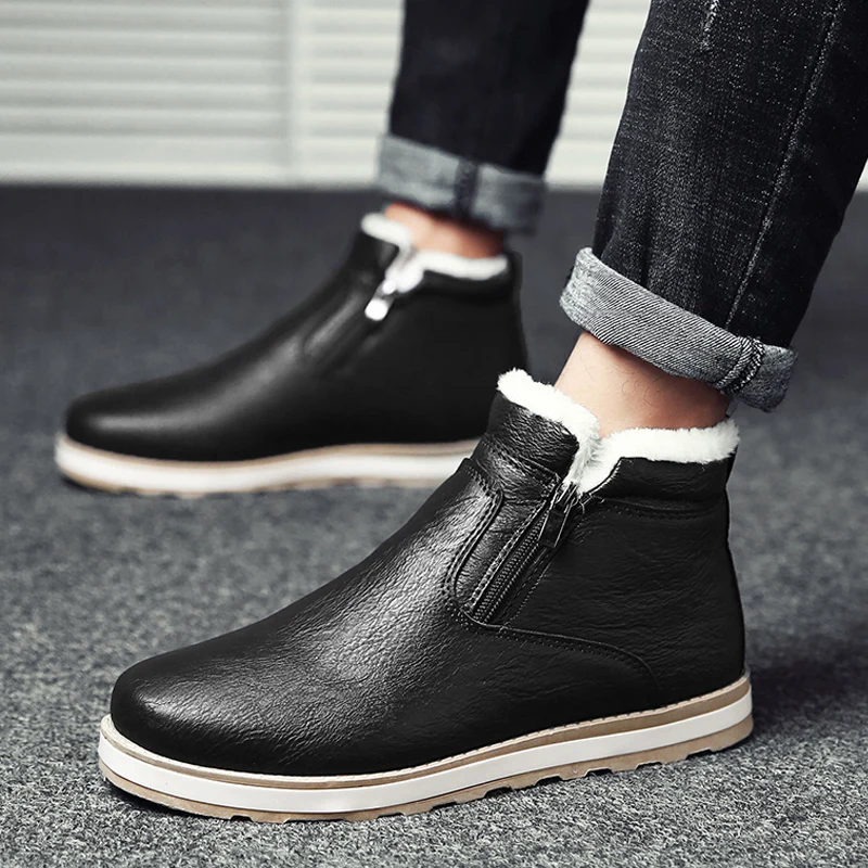 

2021 Men Winter Shoes Plus Size 44 Men Boots with Fur Black Sneakers Male Casual Shoes Footwear Booties Snow Botas Hombre