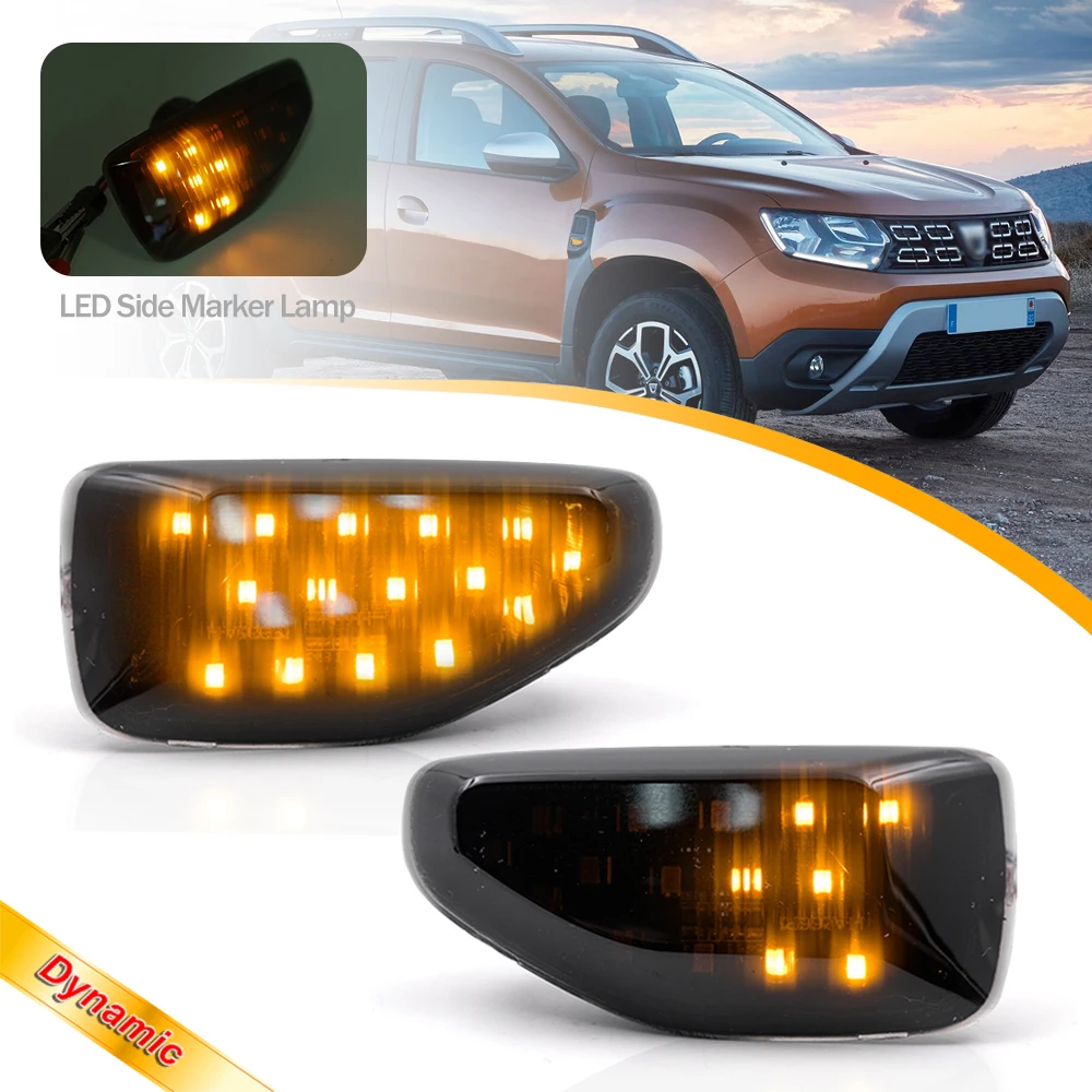 

For Dacia Duster MK2 Sandero II RS MK2 Logan MCV LED Dynamic Amber Turn Signal Lights Side Marker Lamps 2012 2014 2015 2017 2020