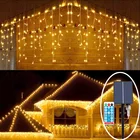 Рождественская гирсветильник да в виде сосулек с солнечной батареей, 6 м, 288 светодиодов, водонепроницаемая Штора для дома, спальни, патио, двора, сада, свадебной вечеринки