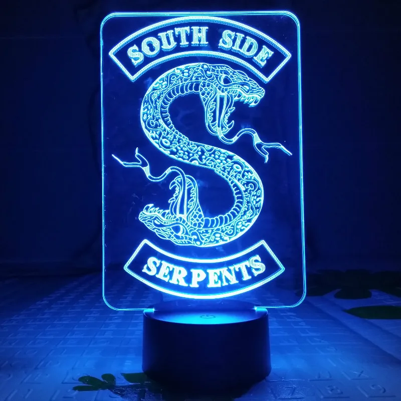 ТВ серии Riverdale "South Side Serpents" Змея логотип светодиодный ночной Светильник