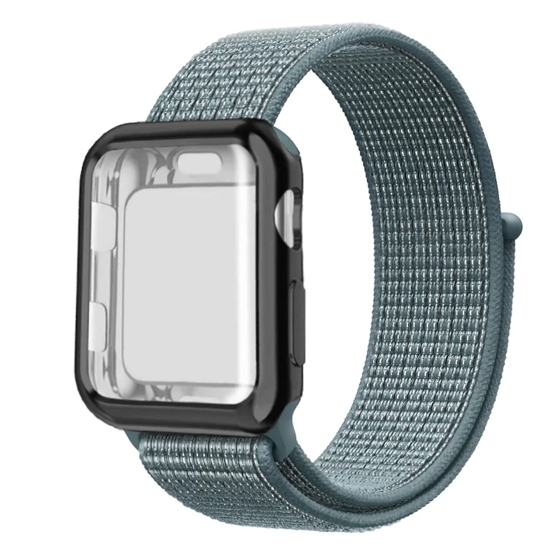 Спортивный ремешок+ чехол для Apple Watch 38 мм 42 мм 40 мм 44 мм iWatch 5 4 3 2 спортивный Браслет Apple watch 4 чехол Защита экрана - Цвет ремешка: Celestial Teal