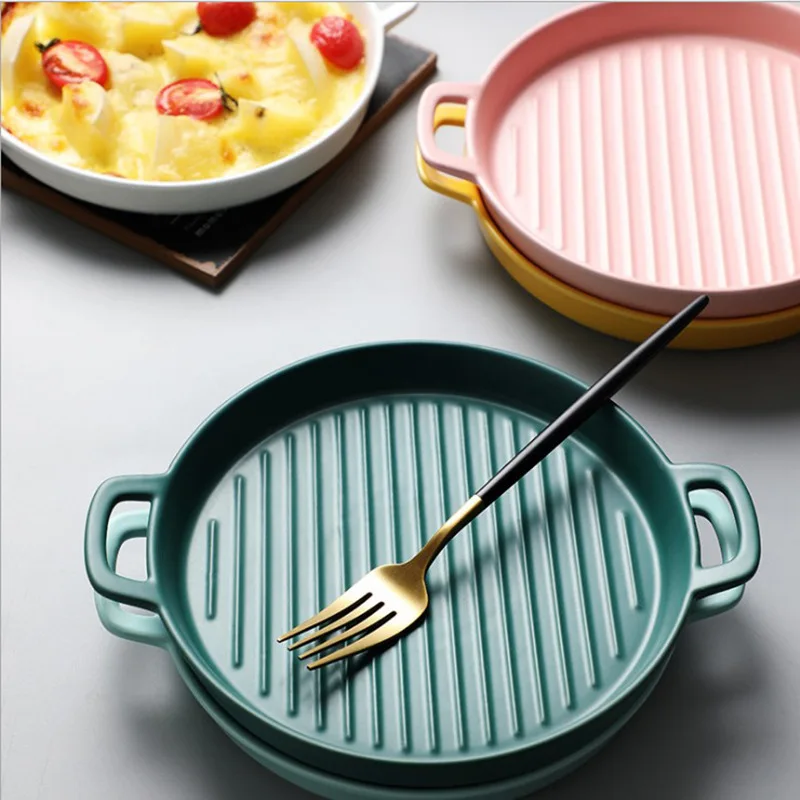 Бинауральная тарелка керамическая посуда лоток для выпечки домашняя Западная