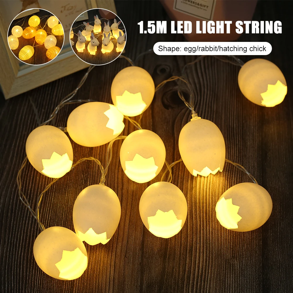 

1.5M Easter Decoration String Lights Eggs Rabbit LED String Lights Garland Fairy Light Happy Easter Party Decorations for Home