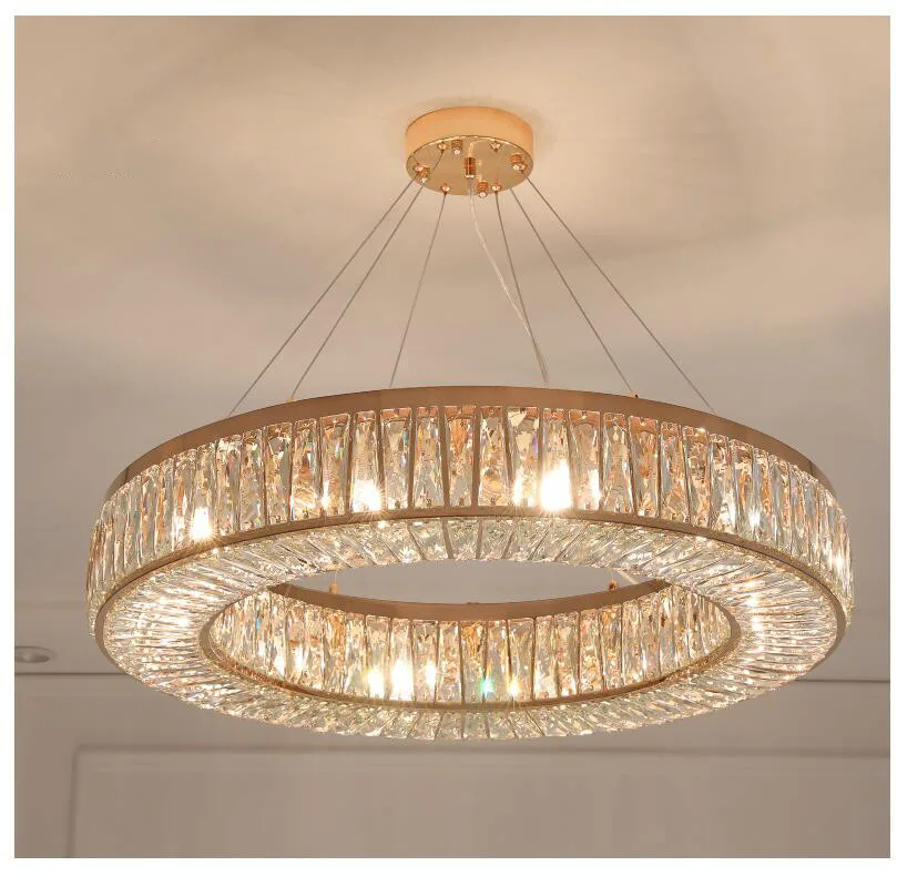 

Nordic Style Stainless Steel Rose Golden Crystal Pendant Lights Modern Simple Creative Living Room Dining Room Bedroom Lighting
