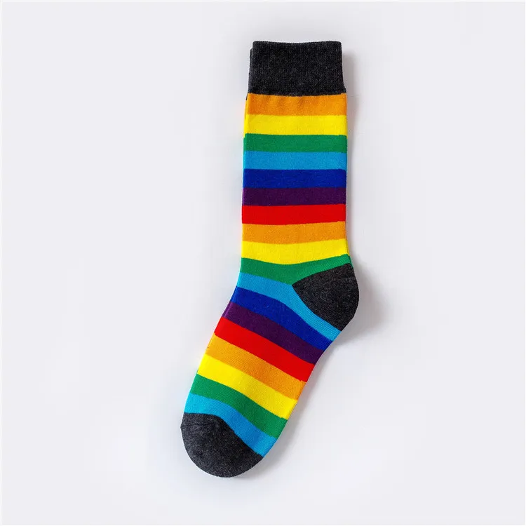 Rainbow High Tube Socks Women's Fashion Socks 7 PAIRS Autumn and Winter Color Striped Funny Sock Stockings Candy Color Pop