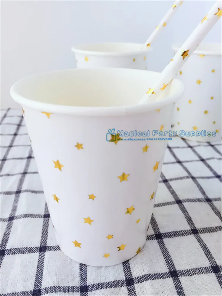 80 шт золотые фольгированные бумажные стаканчики со звездами Свадебные девичьи