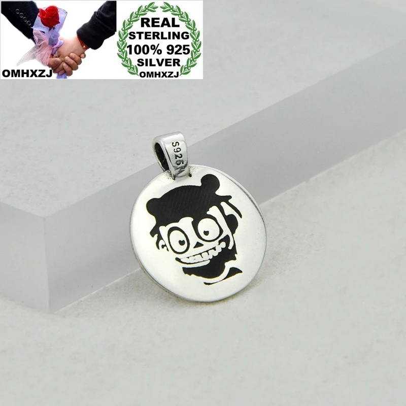 

OMHXZJ Wholesale HD55 European Fashion Fine Woman Girl Birthday Party Gift Vintage Round 100% 925 Sterling Silver Pendant Charm