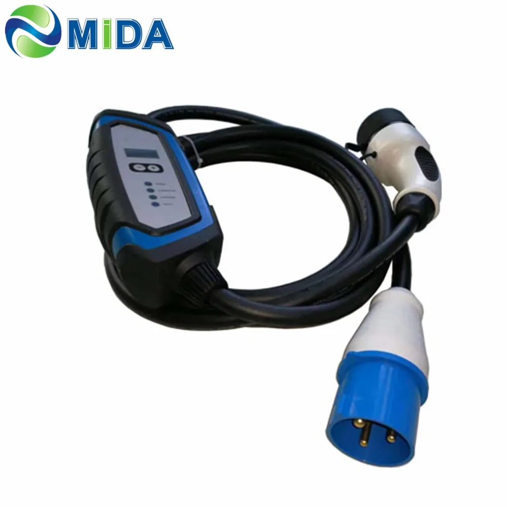 DUOSIDA EV зарядное устройство тип 2 EVSE Регулируемый 16A 20A 24A 32A 3Pin CEE разъем уровень