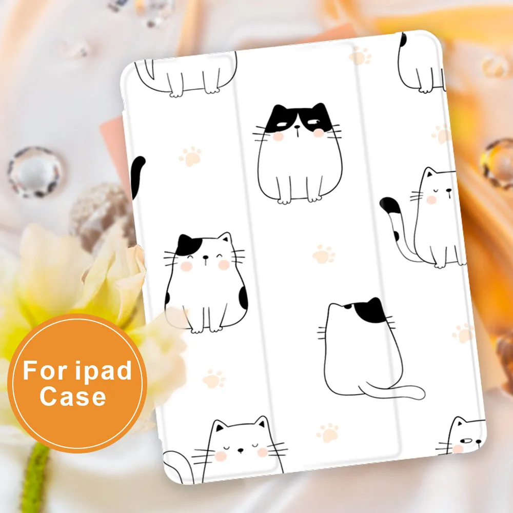 

С изображением милой пары серия Кэт для воздуха 4 силиконовый чехол для iPad Pro 2020 10,5 10,2 дюймов 8th поколения 7th 12,9 дюймов автоматический пробужд...