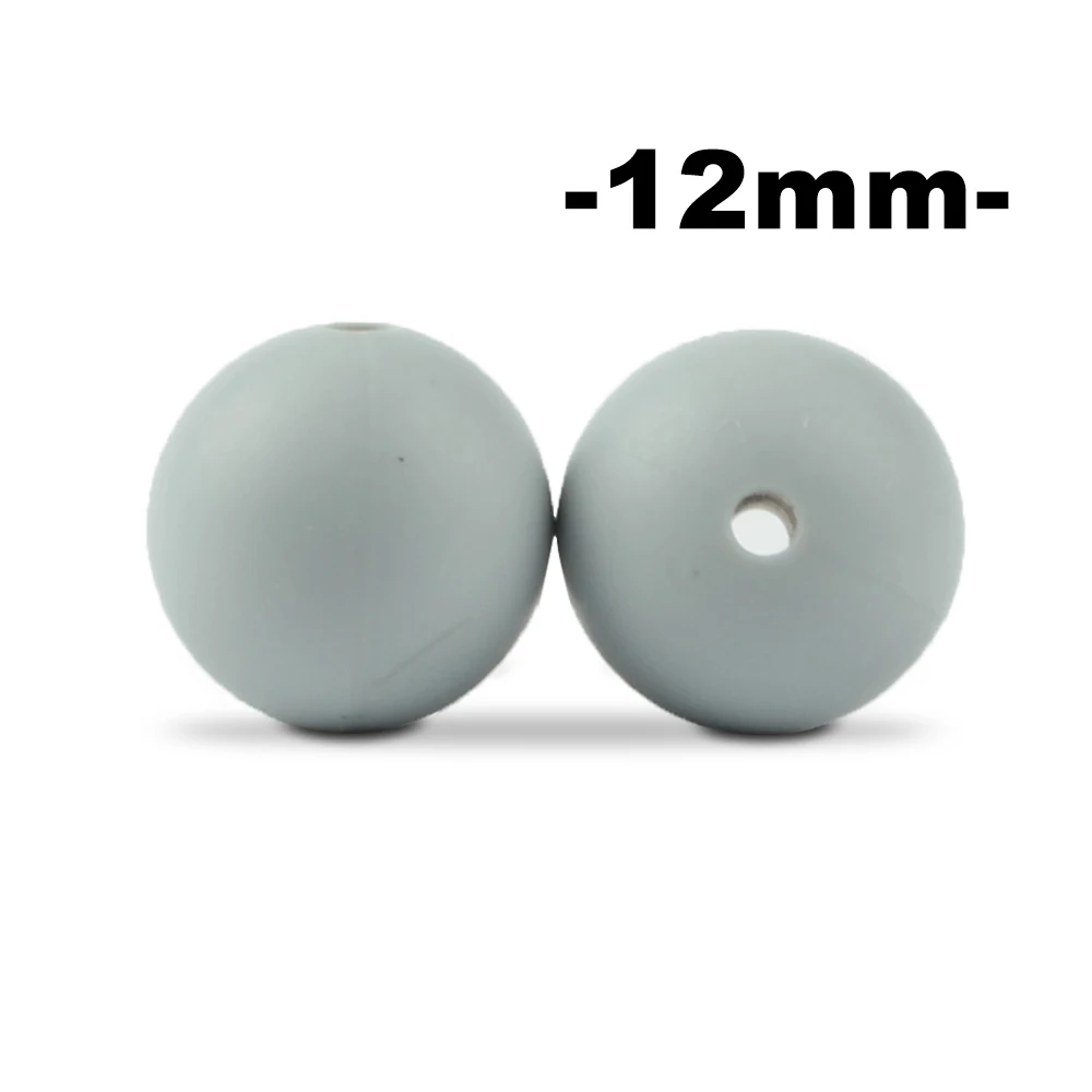light gray LOFCA, 12 мм, 100 шт., силиконовые бусины для прорезывания зубов, Прорезыватель для зубов, ожерелье для кормления ребенка, соска, зажим для ухода за полостью рта, не содержит бисфенола, пищевой, цветной - Цвет: light gray
