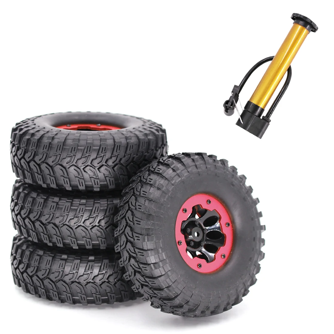 4Pcs/set 1.9 Inches Inflatable Wheels RC Car Tires Rubber with Inflator for 1/10 SCX10 TRX4 D90 90046 4WD - Red | Игрушки и хобби
