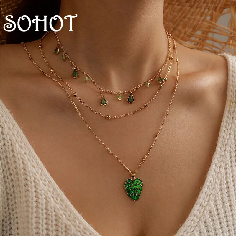 SOHOT многослойная кисточка имитация кристалла Зеленые капли воды Шикарный сплав