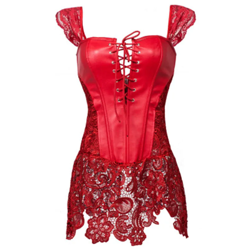 Sexy Women Corset Gothic Bustier Halloween Costume Top Body Shaper Waist Trainer Patchwork Cross Ties