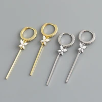 925 sterling silver crystal flower drop hoop earring ohrringe piercing pendant for women luxury jewelry accessories for party