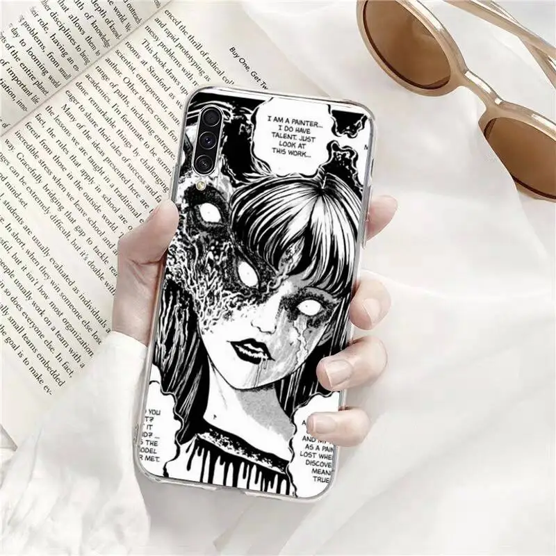 

Junji Tees Horror cartoon Phone Case Transparent for Samsung A71 S9 10 20 HUAWEI p30 40 honor 10i 8x xiaomi note 8 Pro 10t 11