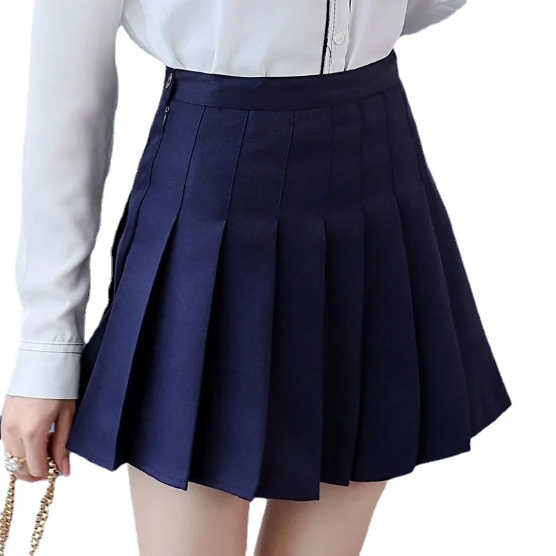 

College pleated skirt high waist skirt A-line solid high waist skirt College Summer pleated skirt short skirt