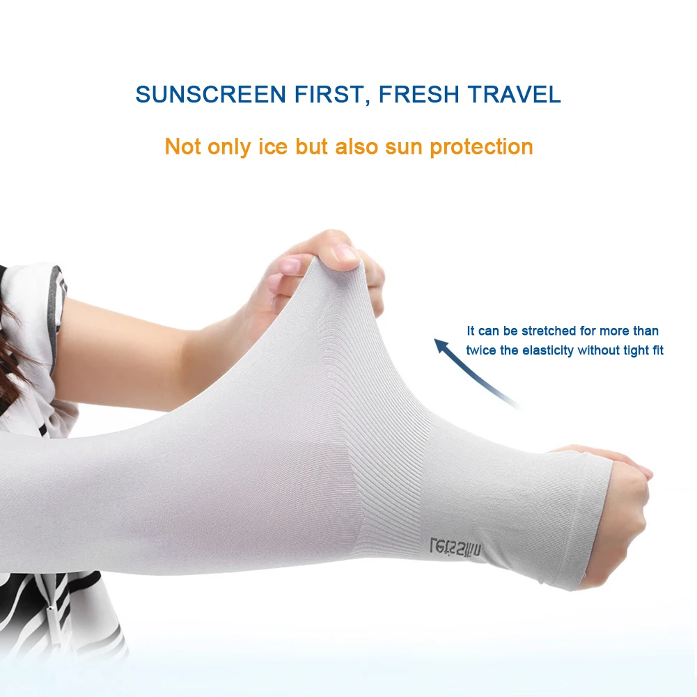 

1Pair Anti UV Sports Cooling Elbow Guards Covers women Solid Color Ice Silk Arm Sleeve Comfortable Summer Wear Clothing