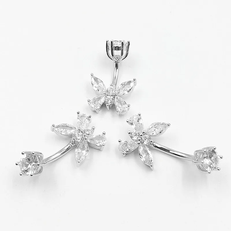 Серебряные кольца для пирсинга пупка с бабочкой 925 пробы украшение тела женщин