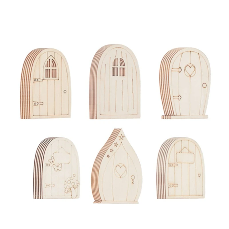 

Деревянные сказочные мини-ворота, пустые неокрашенные садовые ворота, пустые деревянные сказочные ворота для украшения кукольного домика, ...