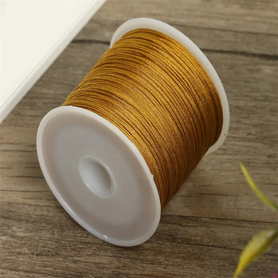 

0.8MM Gold Nylon Thread Chinese Knot Macrame Cord for Bracelet Braided String DIY Tassels Beading Shamballa Thread 50 Meters