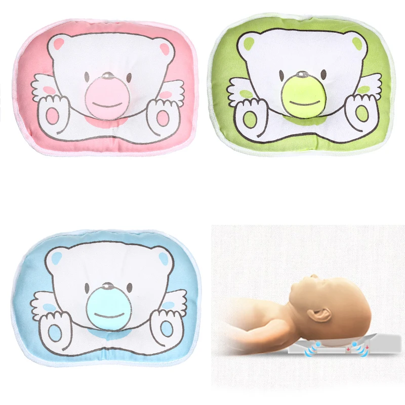 Детская подушка унисекс хлопковый для новорожденных с плоской головкой защищает