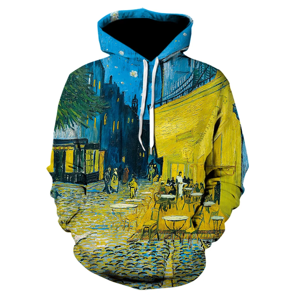 

2021 Harajuku Van Gogh Oil Painting Starry Night 3D Printing Jacket Hoodie Women/Men Fashion Special Hat Sweatshirt Men's Hoodie