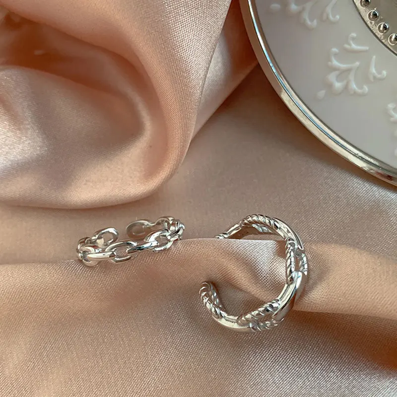 

Gold Small Mini Chain Finger Rings For Women Fashion Jewelry Simple Design Opening Adjust Ring Jewellery Girls Gifts