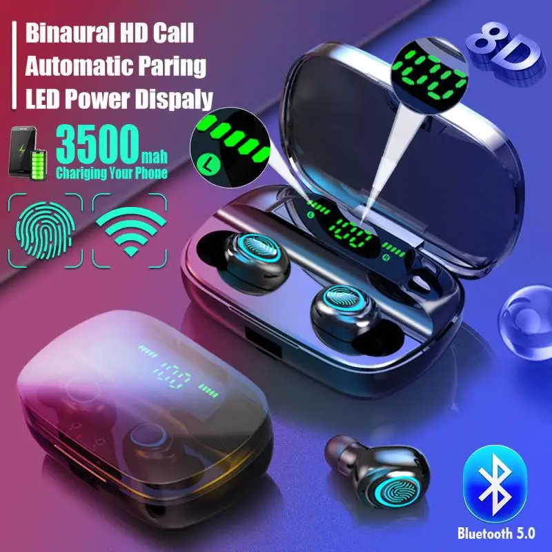 Невидимые наушники мини беспроводные Bluetooth светодиодный цифровой дисплей TWS