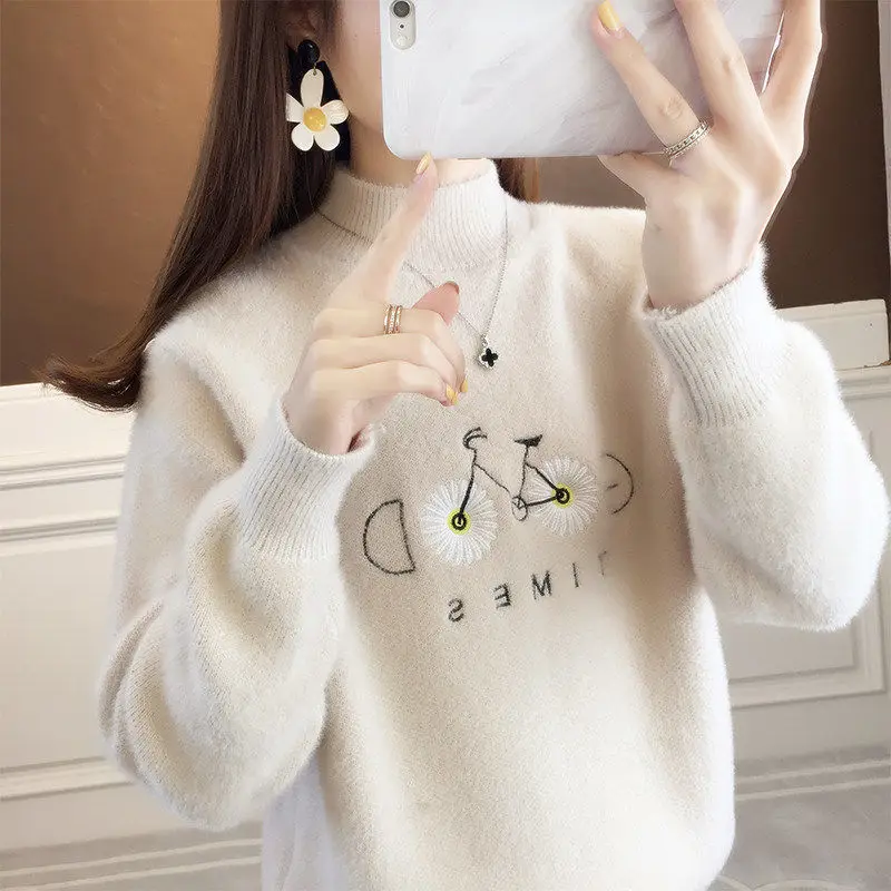 

Gold mink velvet sweater women wear Korean pullover sweater mink velvet printing lazy wind jacket