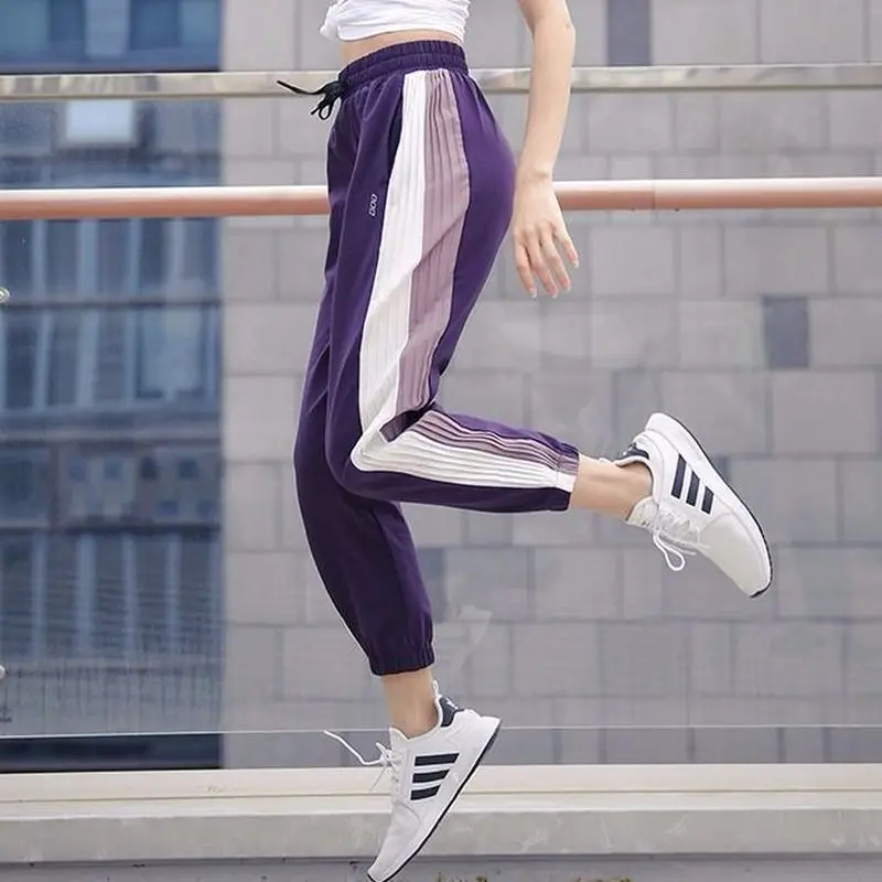 

Purple Loose Sweatpants Women Thin High Waist Running Training Harem Pants Breathable Quick-drying Fitness Yoga Pants