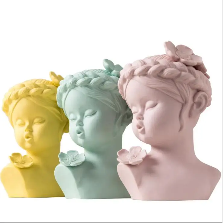 Современные косы персонаж девушки керамическая статуя украшения для дома