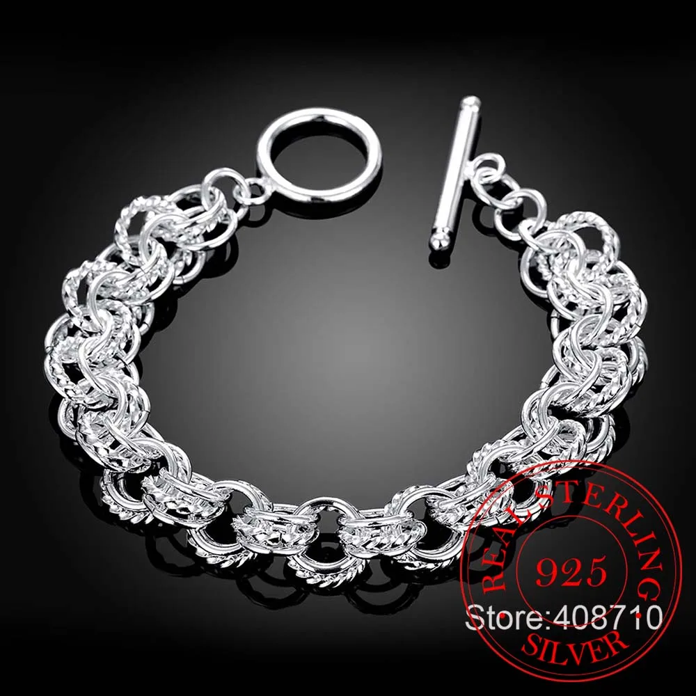 Элегантный 925 стерлингового серебра браслеты и для женщин ювелирные изделия