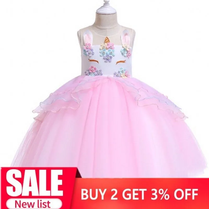 Понятная! Большая скидка! Фантазийное платье принцессы с единорогом Детские