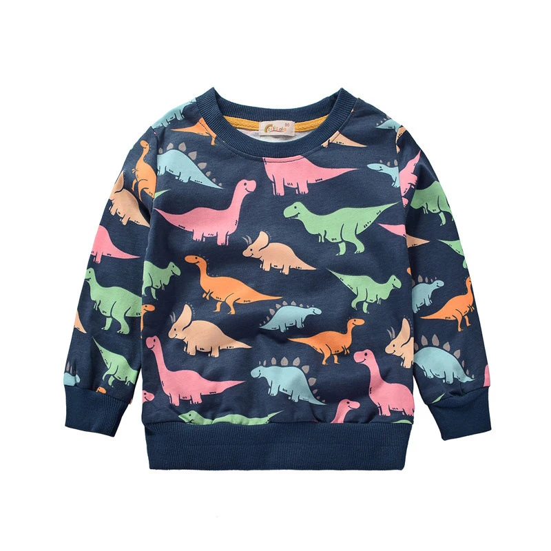 

KISBINI 2021 Spring Autumn Kids Boys Top Clothes Dinosaur Printed Long Sleeve Cotton Sweatshirt Hoodies Children Clothing