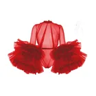 Женский прозрачный комбинезон, красный комбинезон с пышными длинными рукавами и оборками, фатиновый комбинезон с многоярусными оборками, 2020