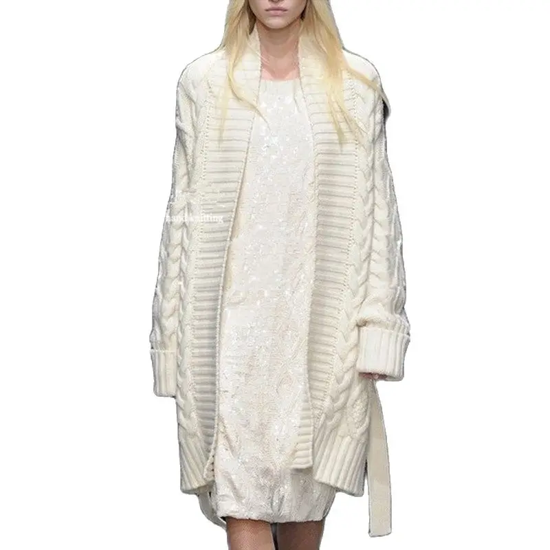 hand made high grade goat cashmere knit add thick women fashion sashes mid long cardigan coat S-XL wholesale retail customize |