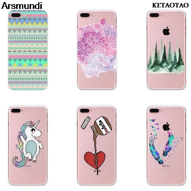 Чехол для телефона KETAOTAO с ярким абстрактным рисунком оленей и рыбы для iPhone 4S 5C 5S 6 6S 7 8 Plus X, прозрачный мягкий TPU-кейс.