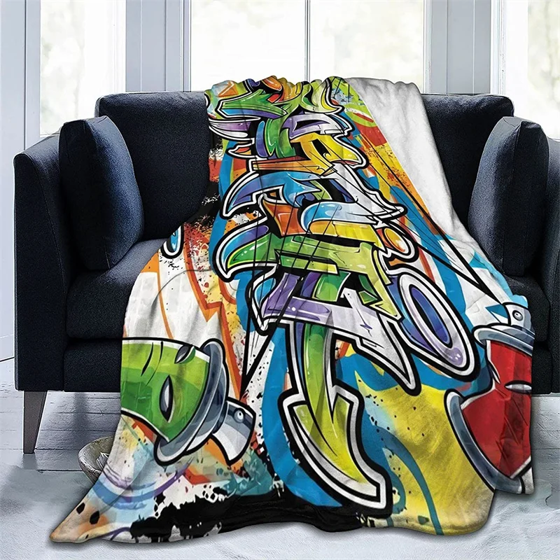 

Colorful Street Graffiti Navajo Cubre Camara Green Throw Blanket 3D Print On Demand Sherpa Super Comfortable For Sofa Thin Quilt