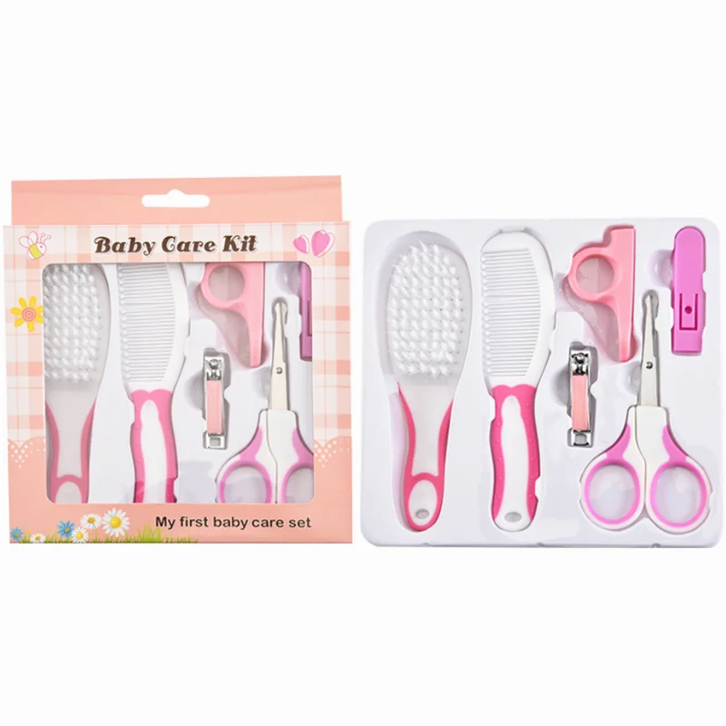 Pink 6 Pcs 10/6 Pcs/Set Baby Kids Nail Hair Health Care Thermometer Nose Cleaner Toothbrush Safety Care Tools Newborn Grooming Brush Kit - Цвет: Pink 6 Pcs
