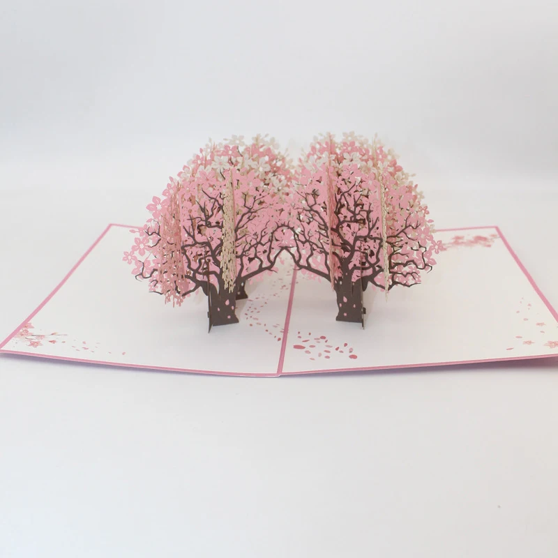 3D лазерная вырезка ручной работы розовая Сакура лес бумажные приглашения