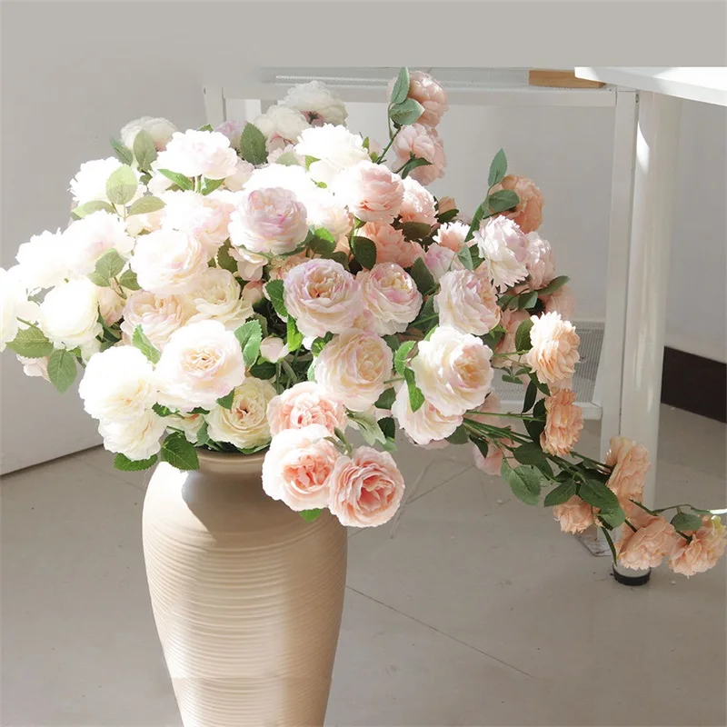

10/5pcs Silk Artificial Peony Flower Bouquet For Wedding Party Decor White Peony Flowers Room Table centerpieces Decoration